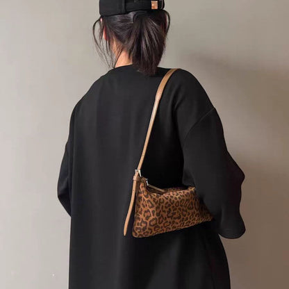 Trendy Suede Leopard Print Crossbody Bag