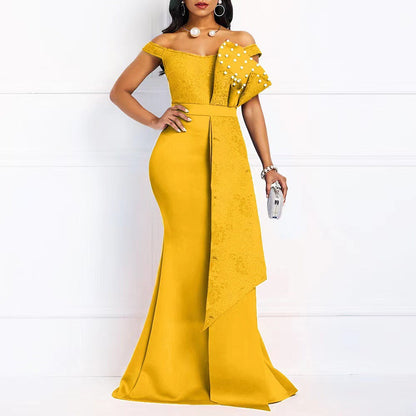 Lace Ruffle Detail Fit And Flare Dress
