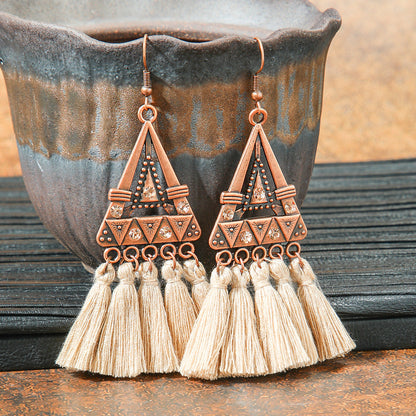 Bohemian Long Geometric Tassel Earrings Jewelry Set