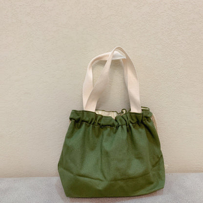 Plain Minimalist Japanese Bento Bag Canvas Drawstring Tote