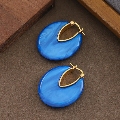 Fashionable Geometric Resin Hoop Earrings For Elegant Occasions