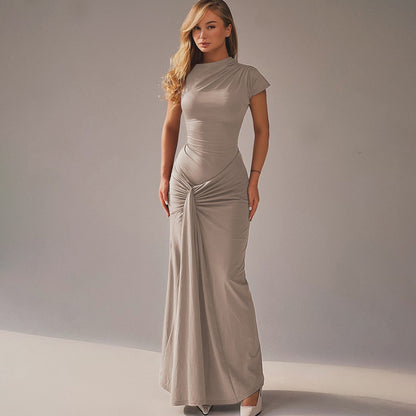 Elegant Fitted Ruffled Short Sleeve Dress