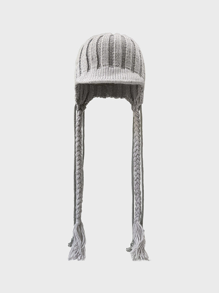 Cute Braid Tassel Ear Flap Beanie Knit Hat
