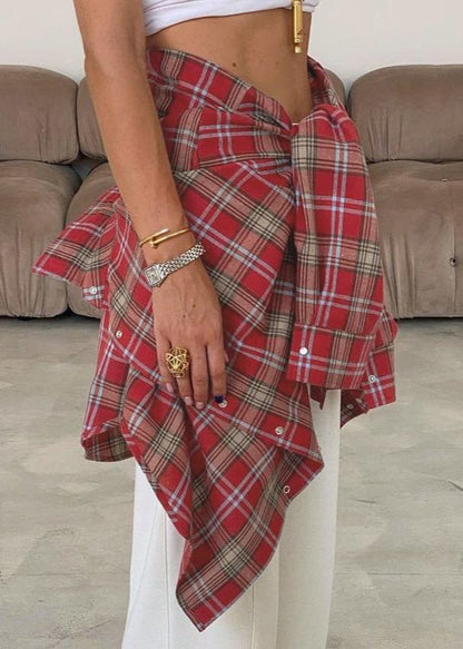 Plaid Cotton Casual Overshirt With Chest Pockets