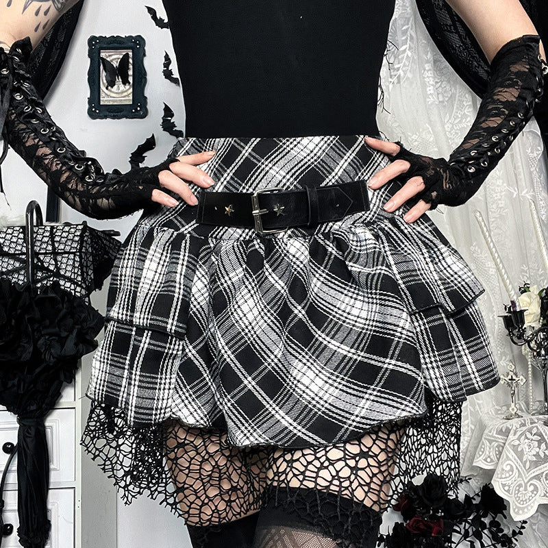 Gothic Checkered Mini Skirt Stylish Bodycon Design