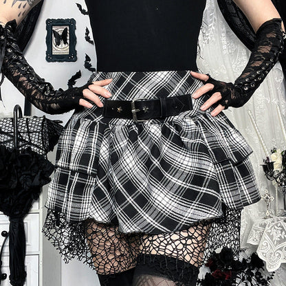 Gothic Checkered Mini Skirt Stylish Bodycon Design