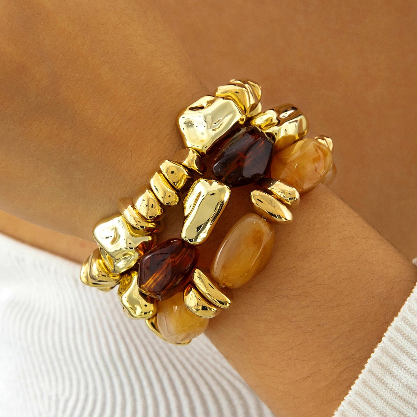 Exaggerated Acrylic Bead Bracelet Set Colorful Retro Jewelry