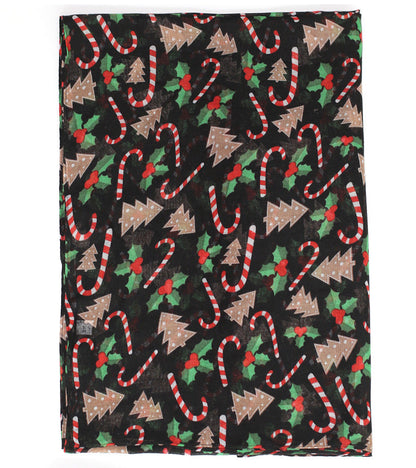 Christmas Theme Cartoon Print Silk Scarf
