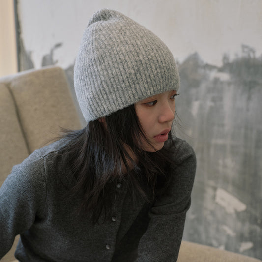 Solid Color Wool Blend Knit Beanie for Men and Women