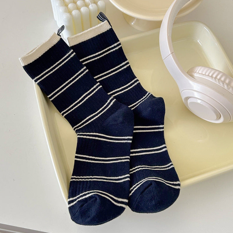 Color Block Striped Simple Socks