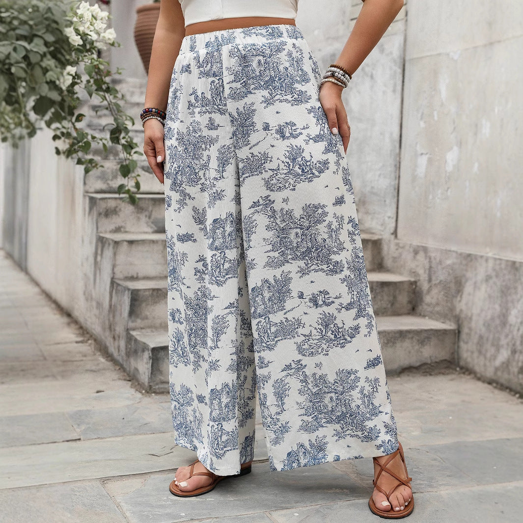 Plus Size Floral Print Loose Harem Pants for Women