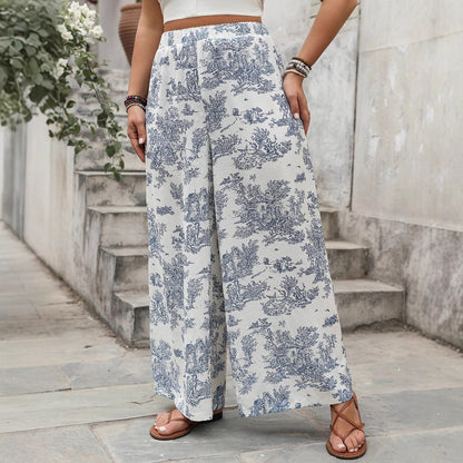 Plus Size Floral Print Loose Harem Pants for Women