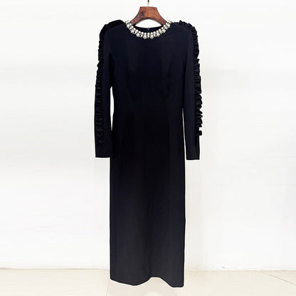 Ruffle Detail Long Sleeve Dress Stylish Casual