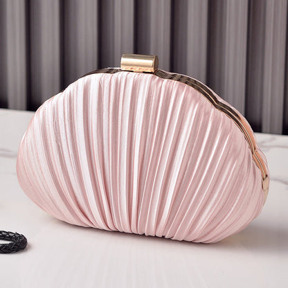 Shell-Shaped Clutch Evening Bag with Ruffles