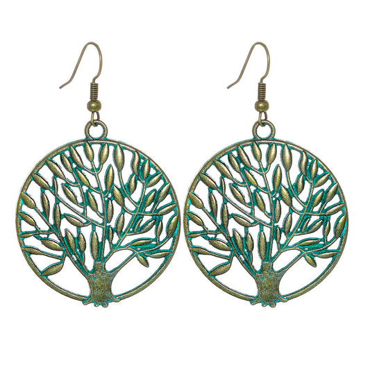 Bohemian Leaf Drop Earrings Vintage Alloy Jewelry