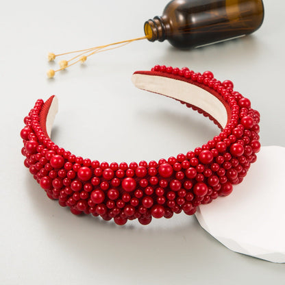 Elegant Pearl Headband Fashionable Wide Hairband for Women