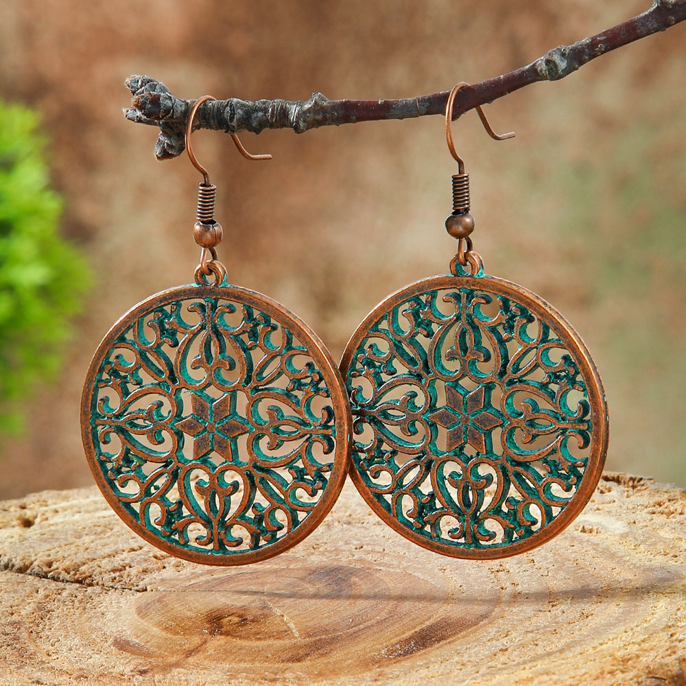 Bohemian Leaf Drop Earrings Vintage Alloy Jewelry