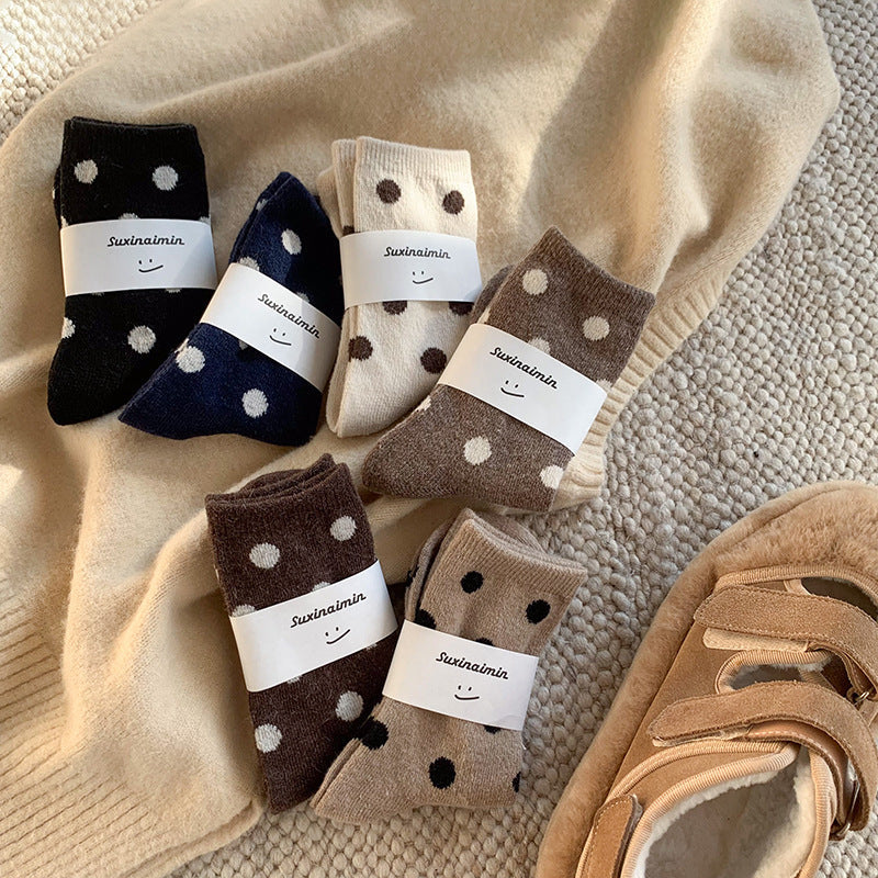 Color Block Thicken Polka Dot Socks