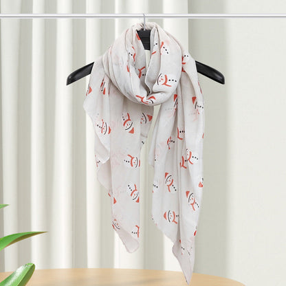 Christmas Theme Cartoon Print Silk Scarf