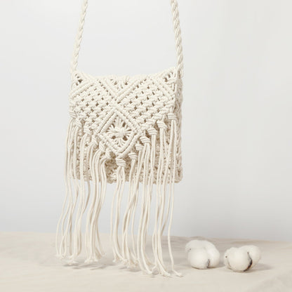 Cosbai - Handmade Cotton Rope Fringe Shoulder Bag