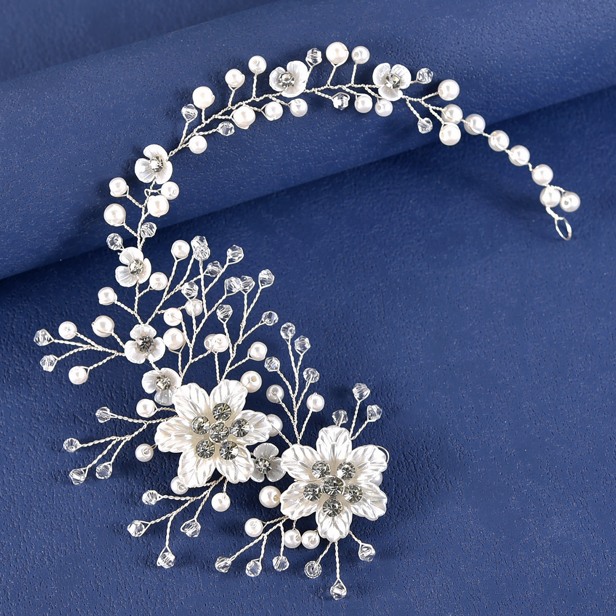 Bridal Handmade Floral Pearl Crystal Headband Hair Accessory