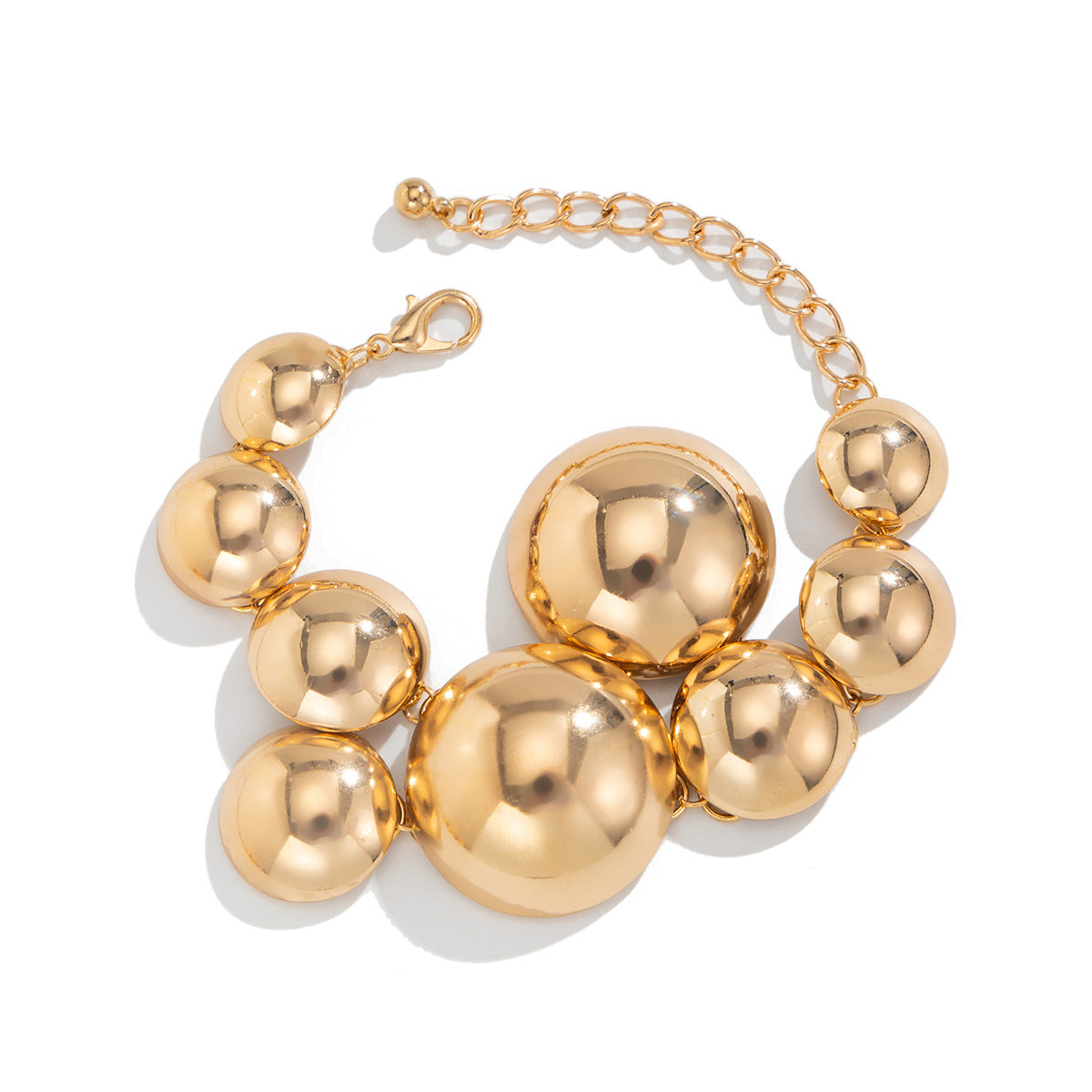 Trendy Geometric Metal Pendant Necklace And Bracelet Set