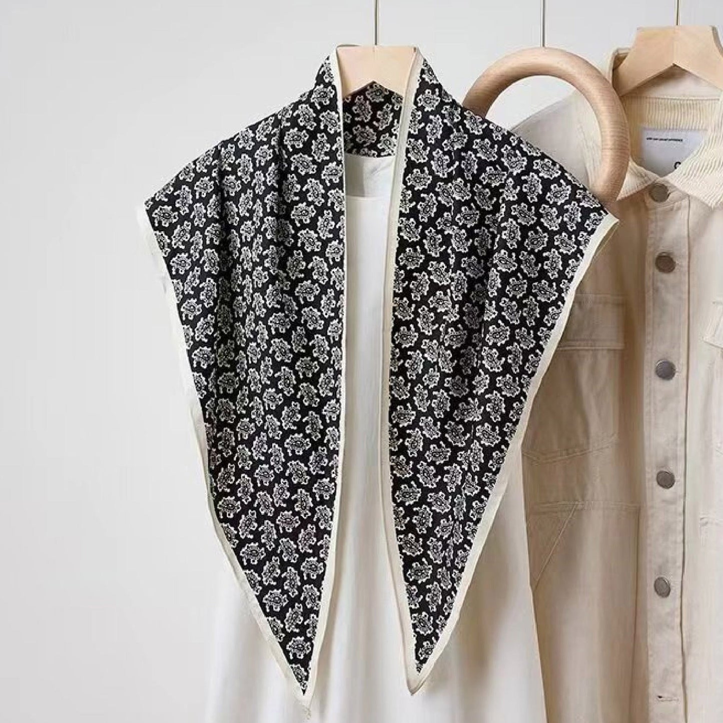 Vintage Polka Dot Triangle Silk Scarf