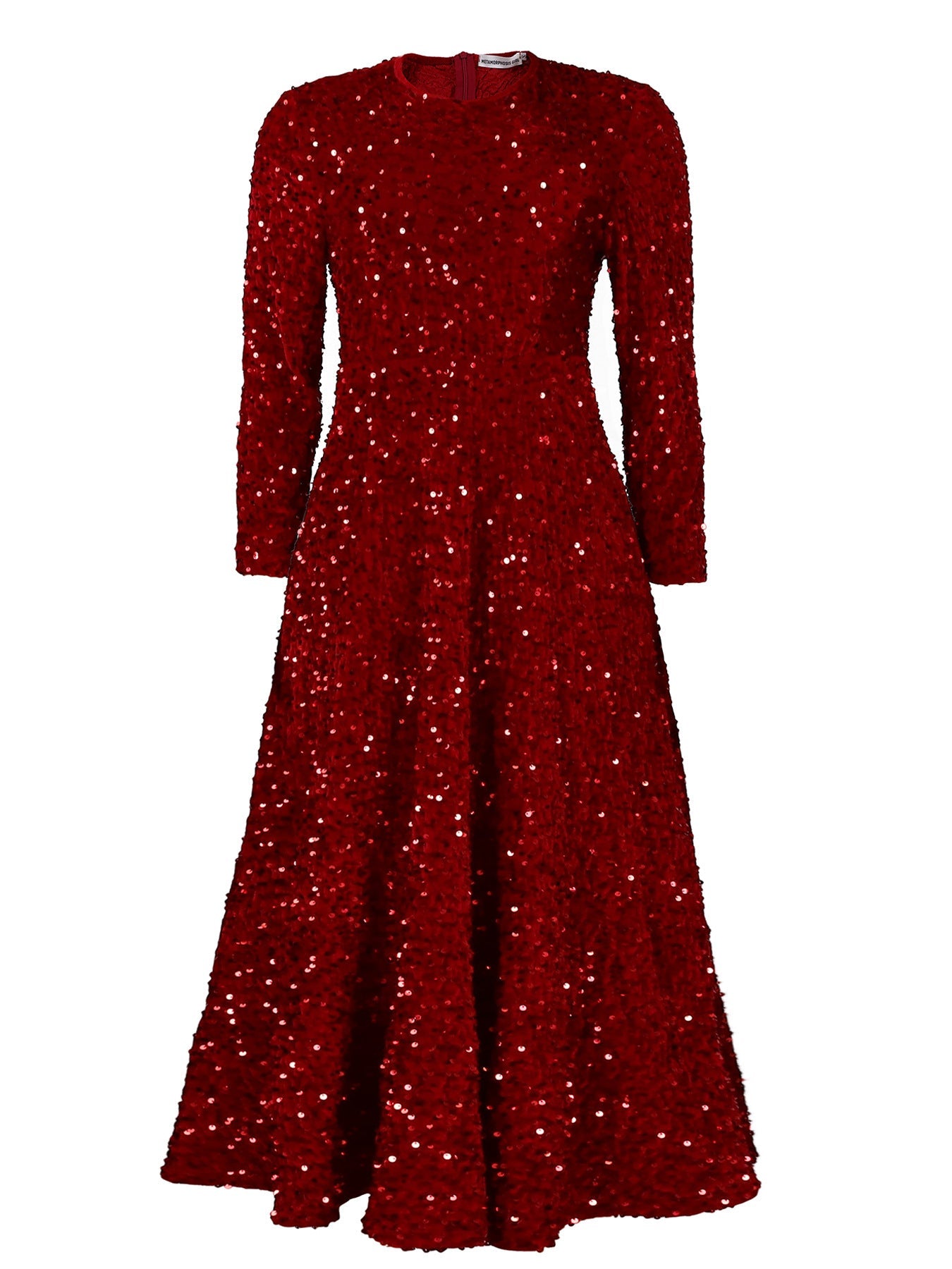 Elegant Long Sleeve Sequin A-Line Dress For Evening Events