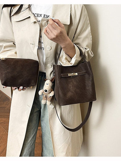 Elegant Vintage Bucket Bag Set for Work and Commuting