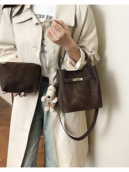 Elegant Vintage Bucket Bag Set for Work and Commuting