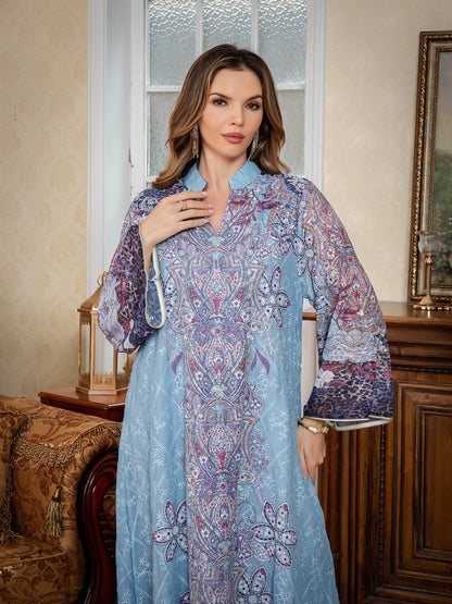 Embroidered Abaya Long Dress Stylish Dubai Maxi Dress