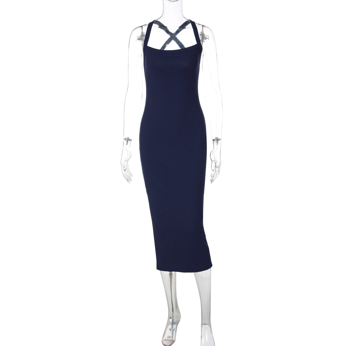 Backless Slim-Fit Cami Dress in Solid Color
