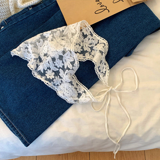 Haila - Summer Beige Lace Headscarf
