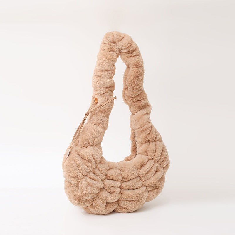 Trendy Plush Croissant Cloud Bag Soft Casual Shoulder Bag