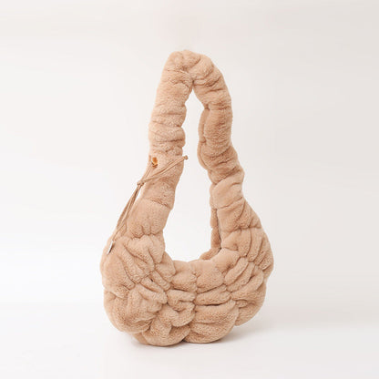 Trendy Plush Croissant Cloud Bag Soft Casual Shoulder Bag