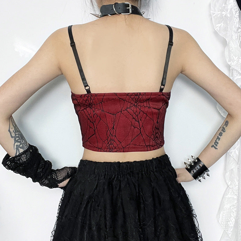 Sexy Black Style Leather-Trimmed Cami Top for Women