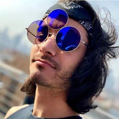 Trendy Round Sunglasses with Unique Double Ring Design