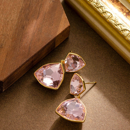 Geometric Triangle Zircon Stud Earrings For Women Elegant Chic Style