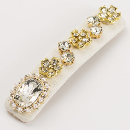 Elegant Rhinestone Hair Clip Floral Design Alloy Side Clip