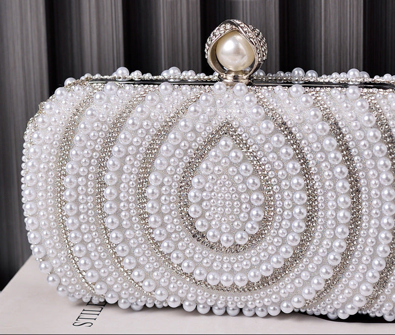Pearl Detail Retro Clutch Bag for Women