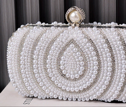 Pearl Detail Retro Clutch Bag for Women