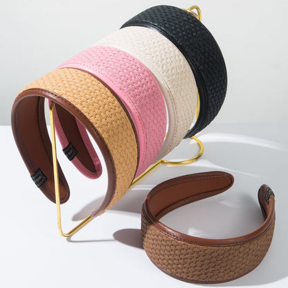 Woven PU Leather Headband Stylish Casual Hair Accessory