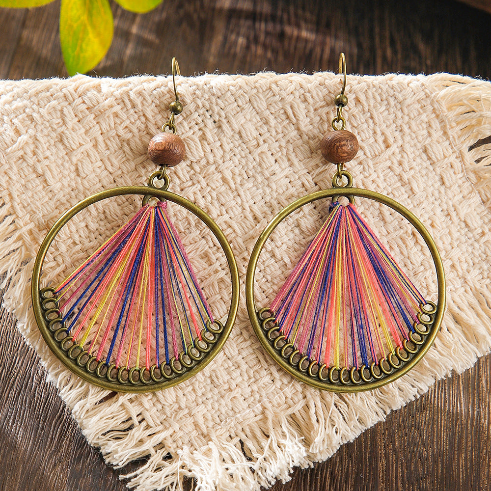 Bohemian Geometric Colorful Hoop Earrings Retro Style