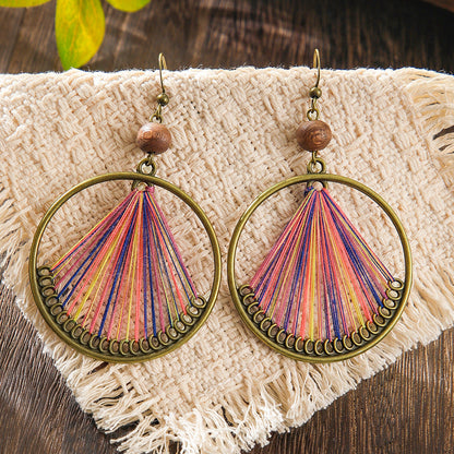 Bohemian Geometric Colorful Hoop Earrings Retro Style