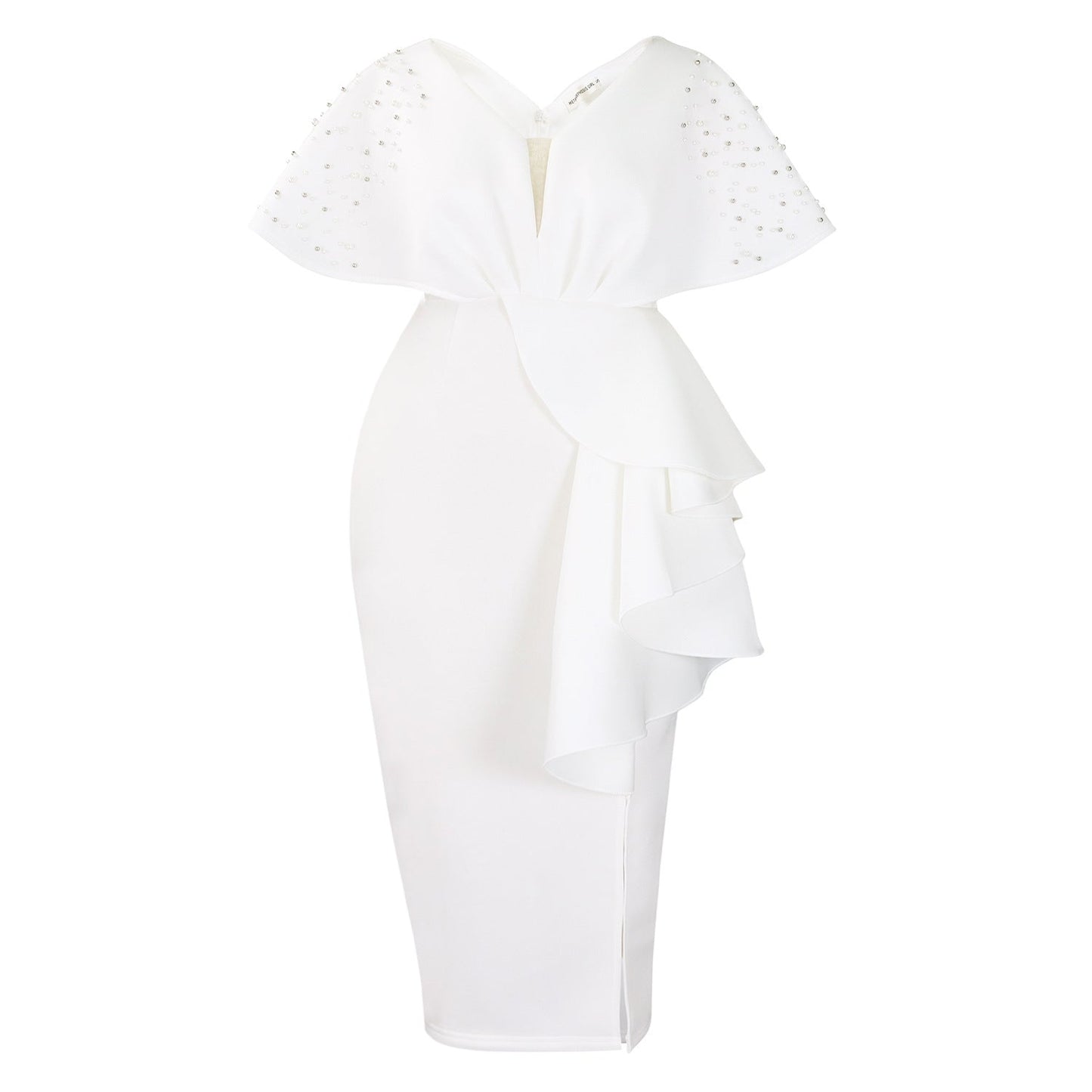 Elegant V-Neck Ruffle Hem Evening Dress