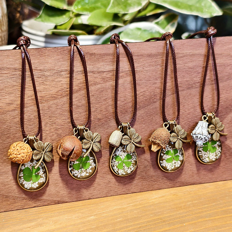 Creative Four-Leaf Clover Necklace Handmade Jewelry for Women