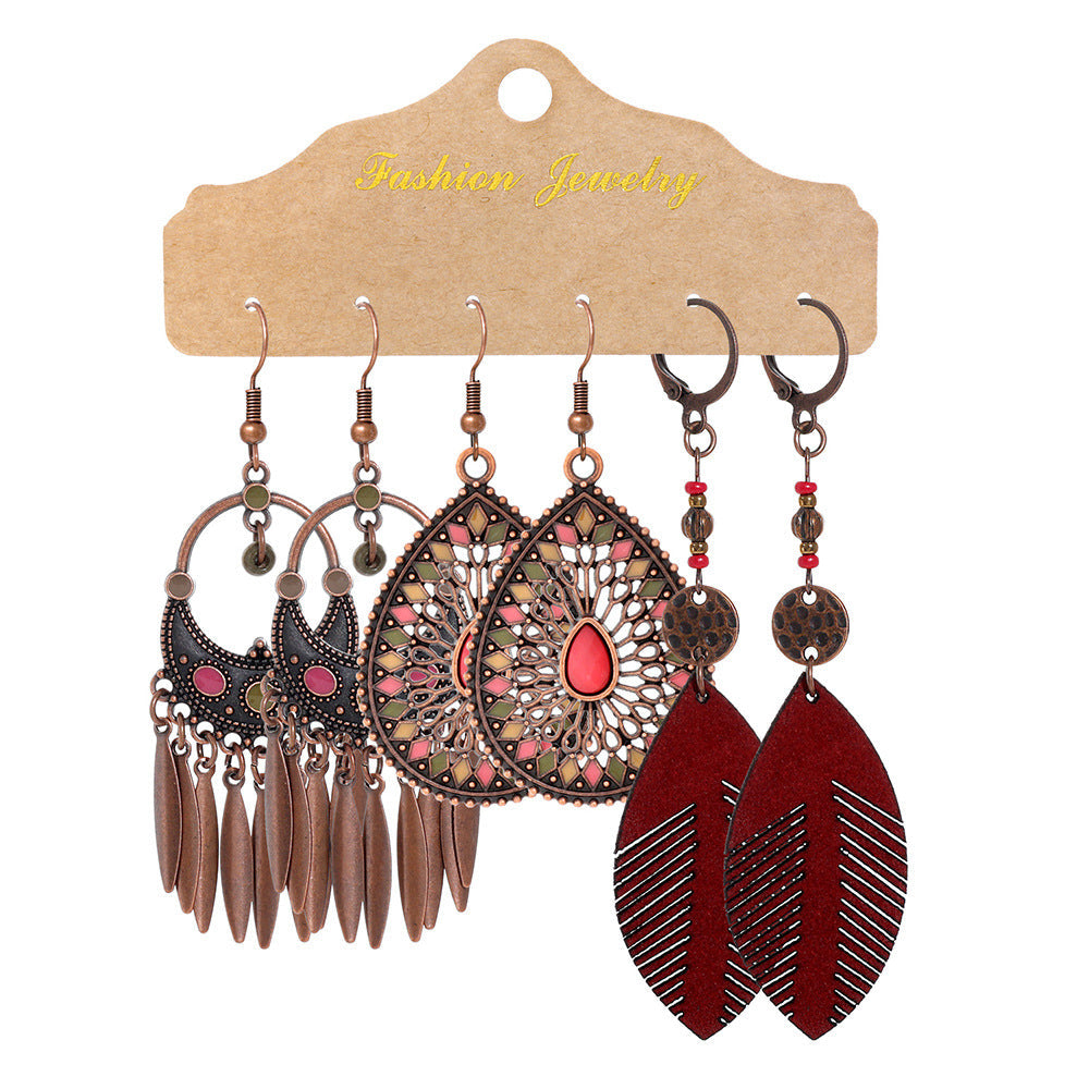 Bohemian Style Waterdrop Earrings Set Alloy Drop Earrings