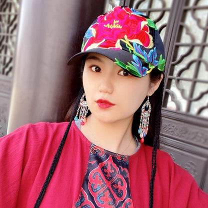 Tibet Embroidered National Style Hat Retro Flower Design Classical Fashion Street Cap