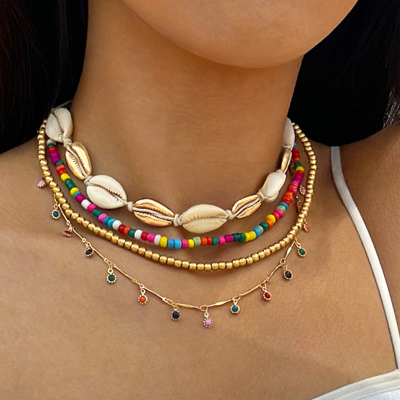 Bohemian Seashell Beaded Anklets Set With Starfish Elements