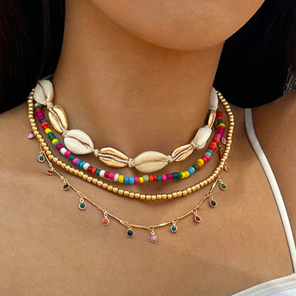 Bohemian Seashell Beaded Anklets Set With Starfish Elements